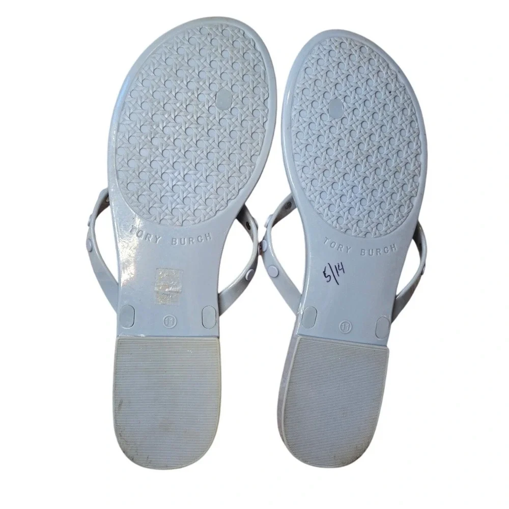 Tory Burch Jelly Sandals Flip Flops Light Blue Studded Size 11 Preppy Casual